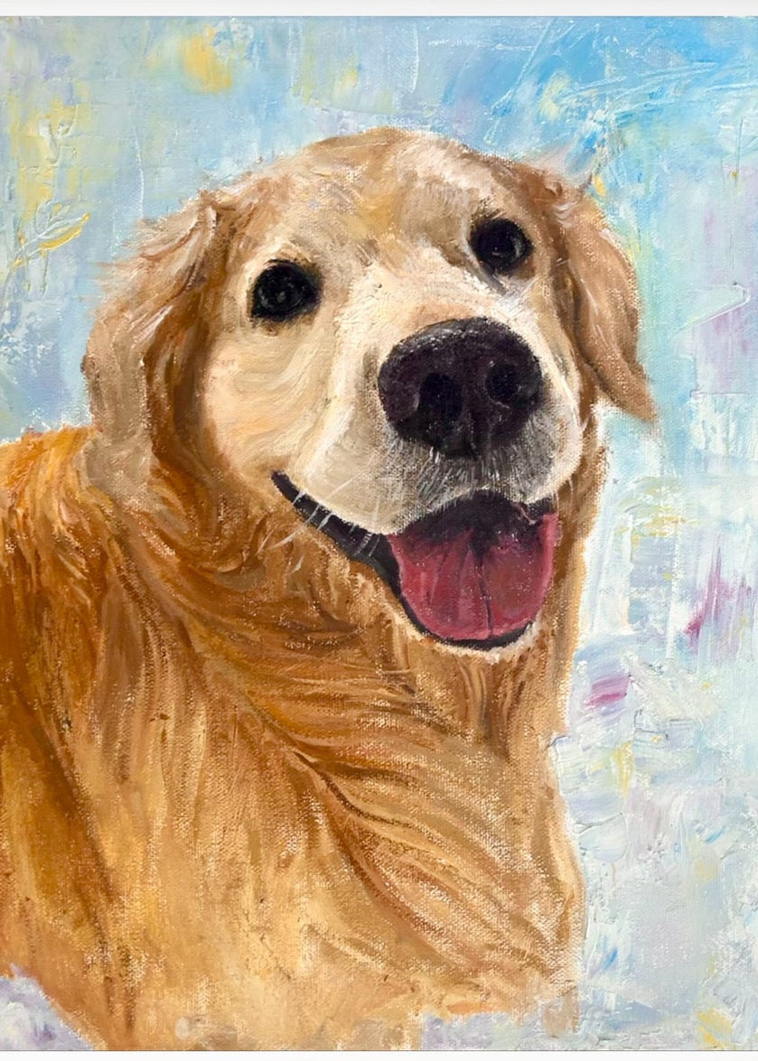 Hand-Painted Dog Portrait – Custom Oil Painting on Canvas (12"x16", Unframed)