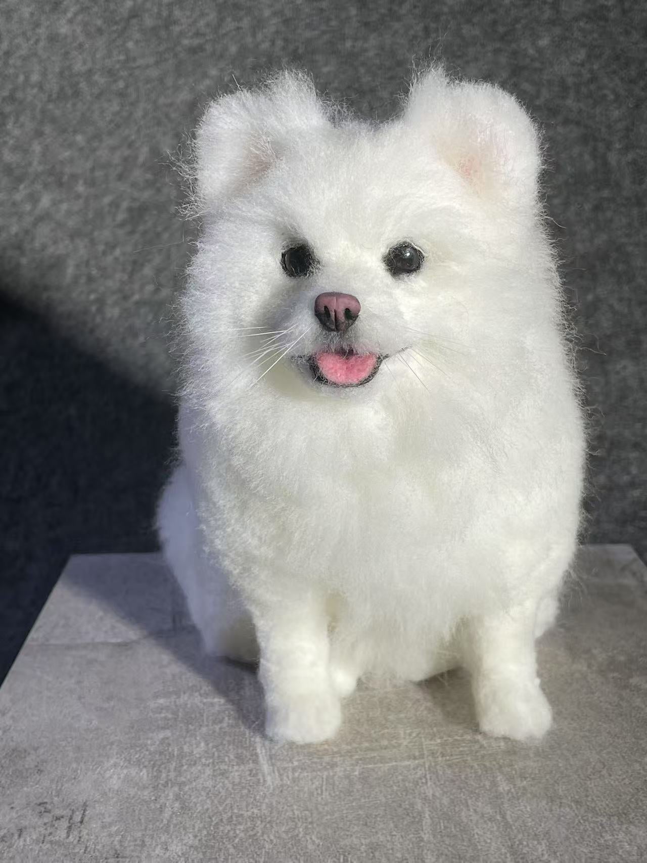 Custom 3D Felted Dog Sculpture – Handcrafted Miniature Pet Art in Display Box