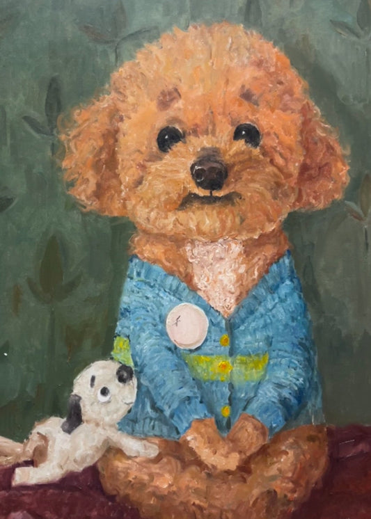 Hand-Painted Dog Portrait – Custom Oil Painting on Canvas (12"x16", Unframed)